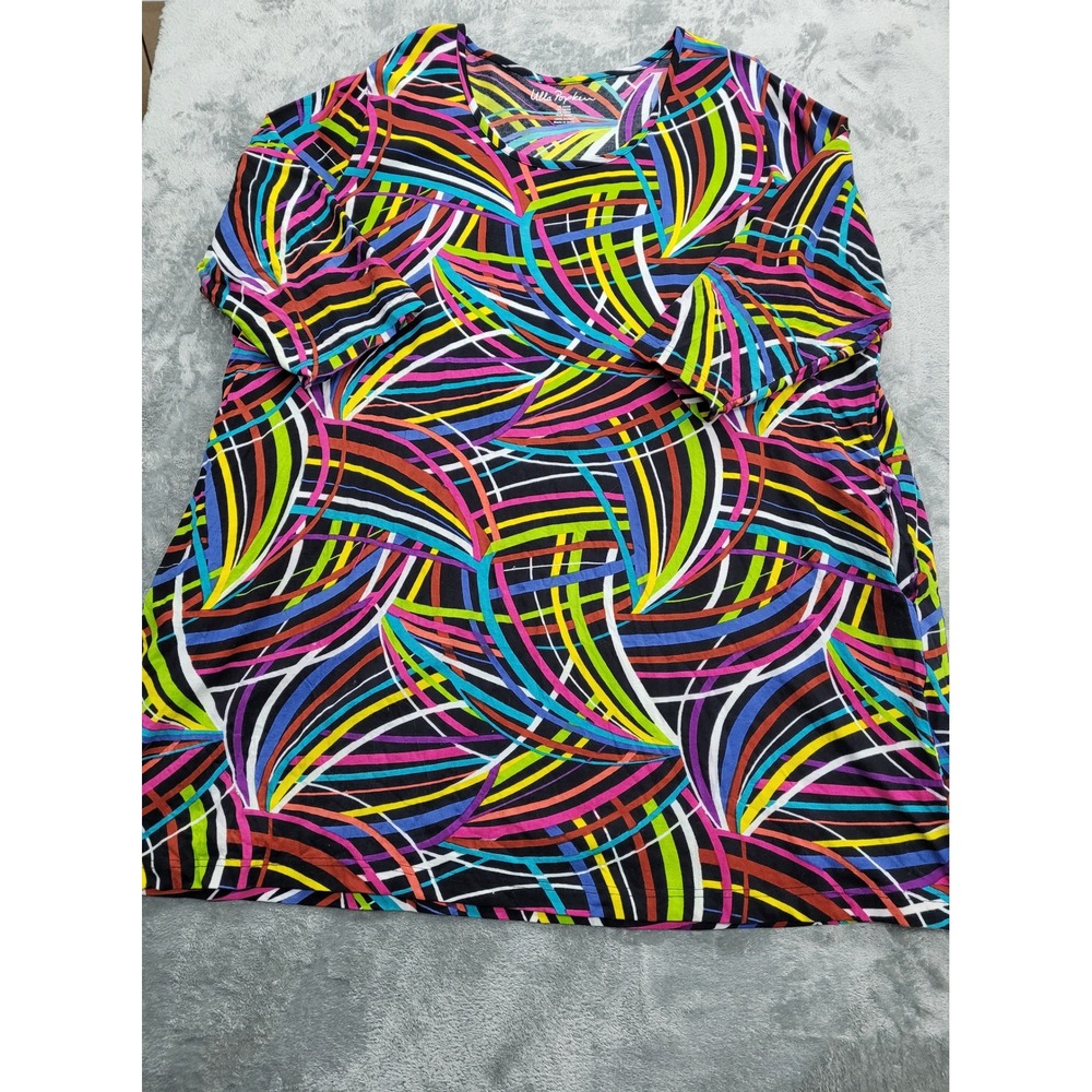 Ulla Popken Tunic Top‎ Womens 24/26 Multicolor Abstract Cotton Pockets